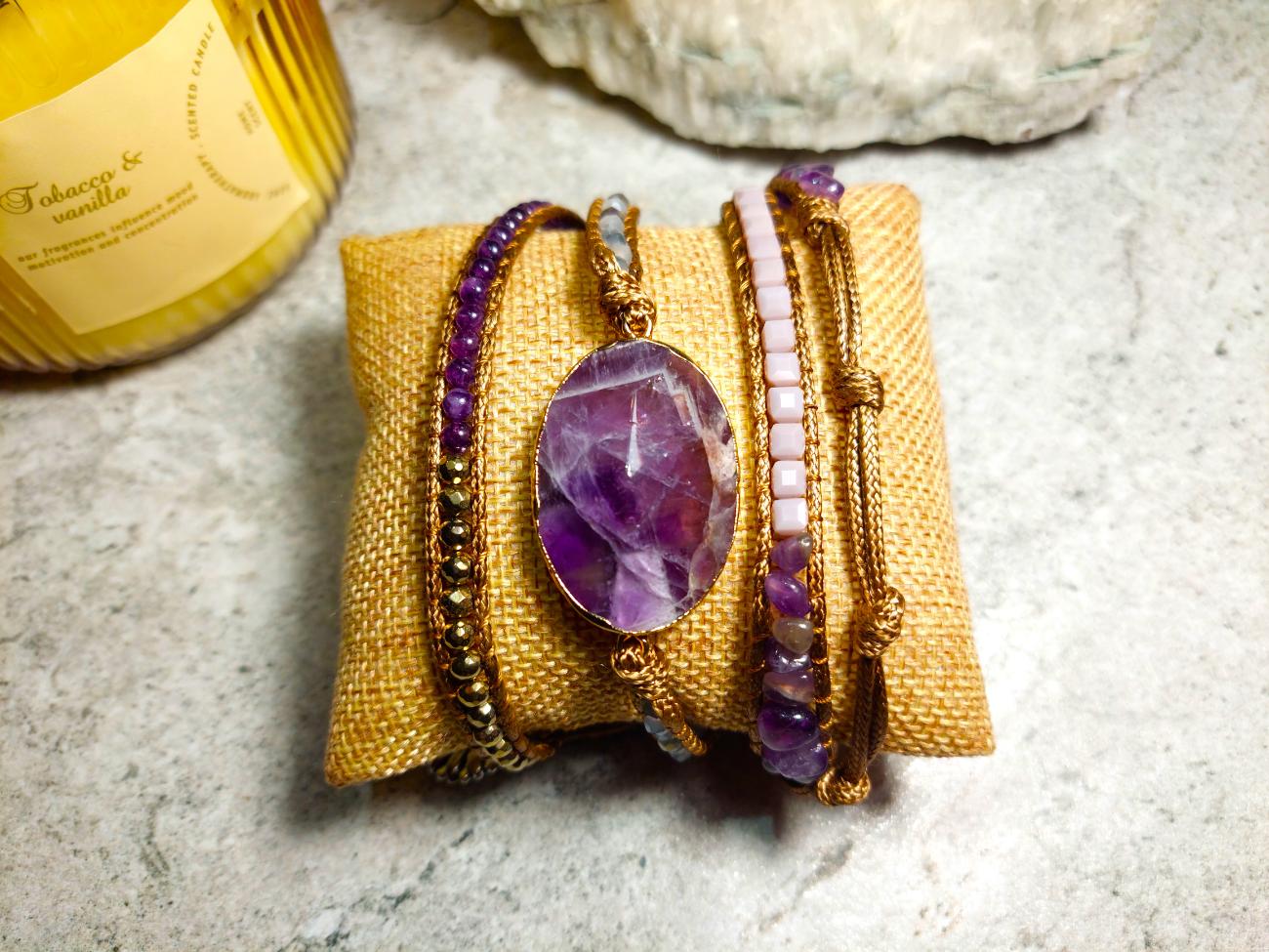 Ametista rokassprādze, dabīgo akmeņu rotaslietas