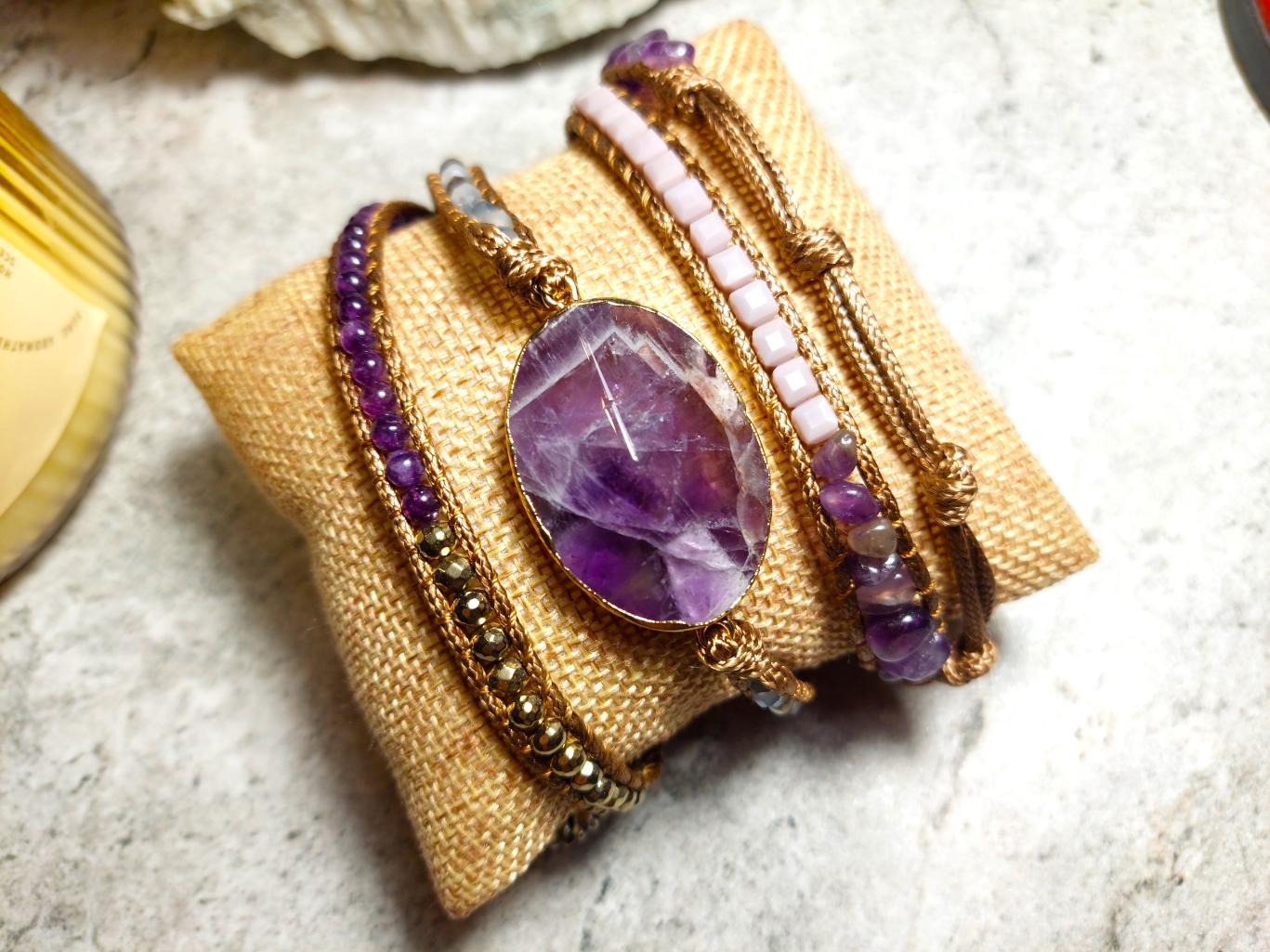 Ametista rokassprādze, dabīgo akmeņu rotaslietas