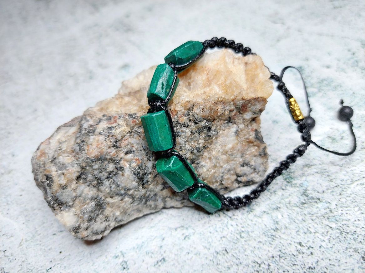 Malahīta rokassprādze malahīts dabīgo akmeņu rotaslietas reiki eneģijas dziedniecība aizsardzības amuleti