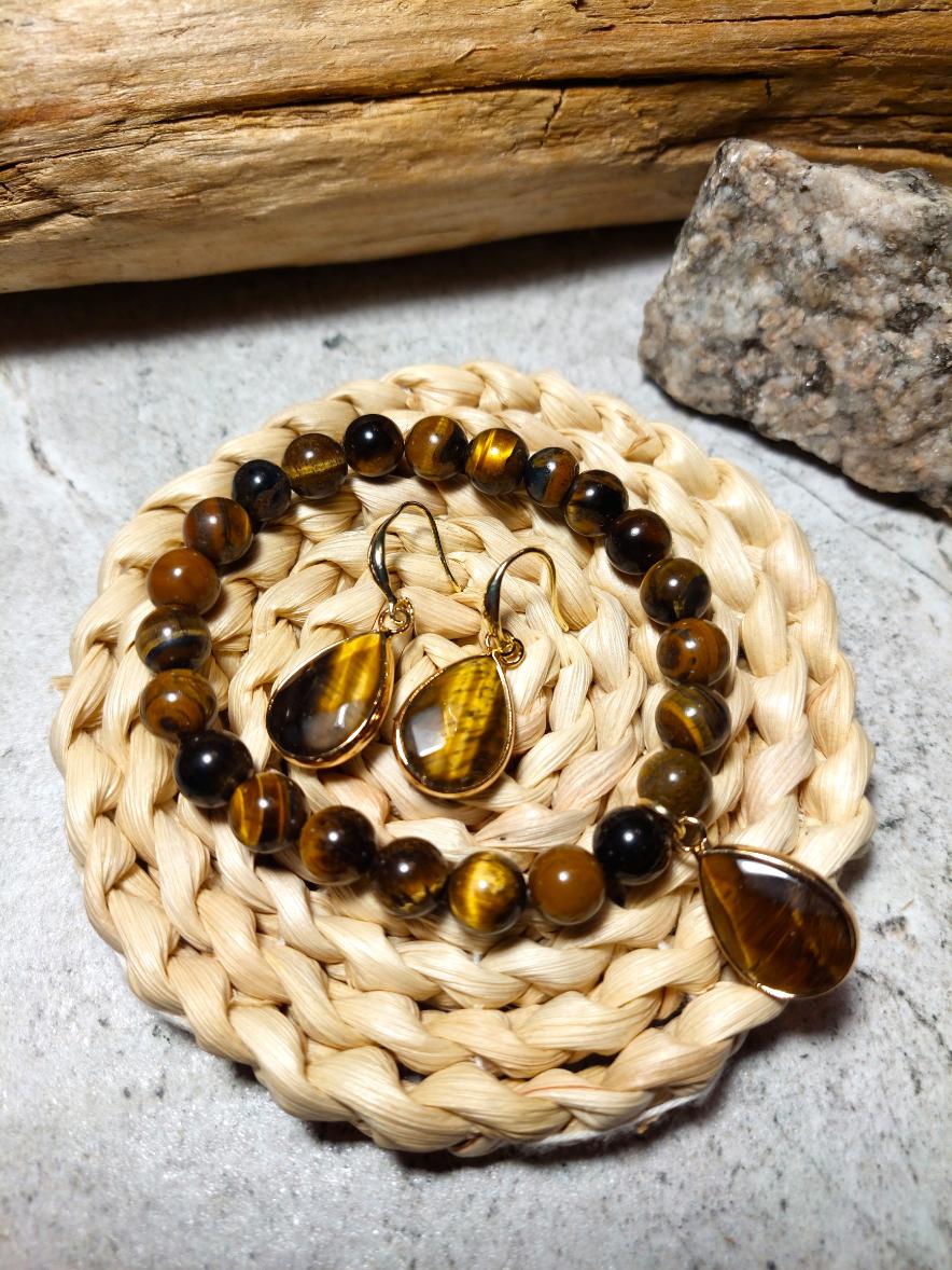 Tīģeracs Rotu komplekts dabīgo akmeņu rotas