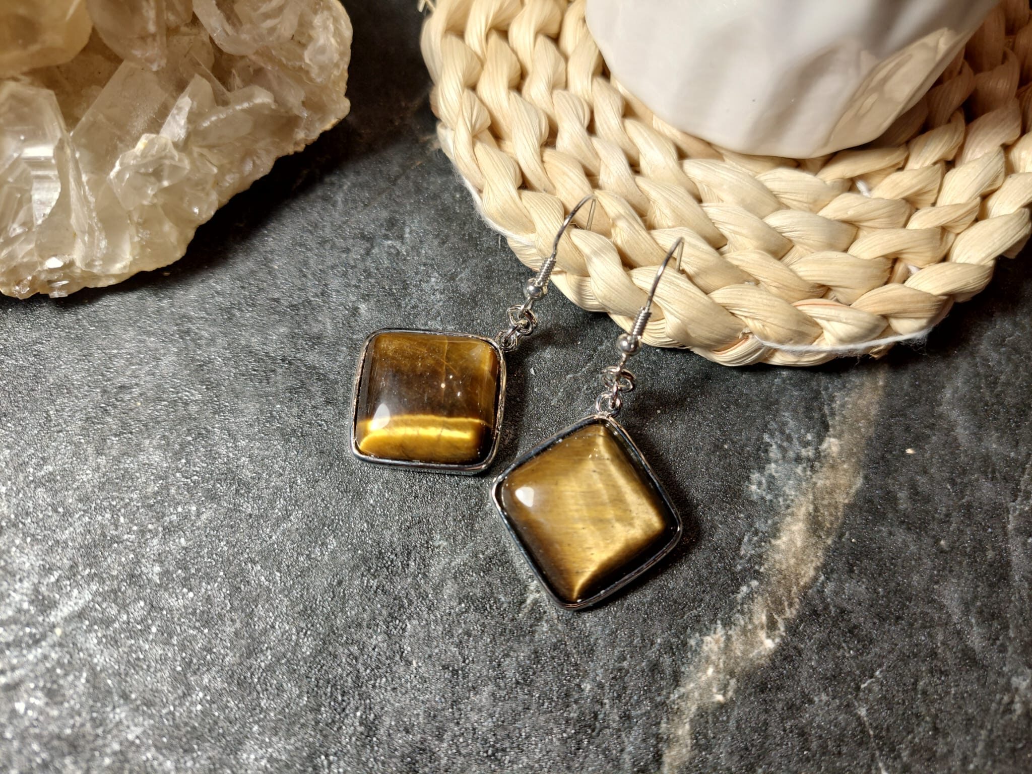 tīģeracs auskari dabīgo akmeņu rotas