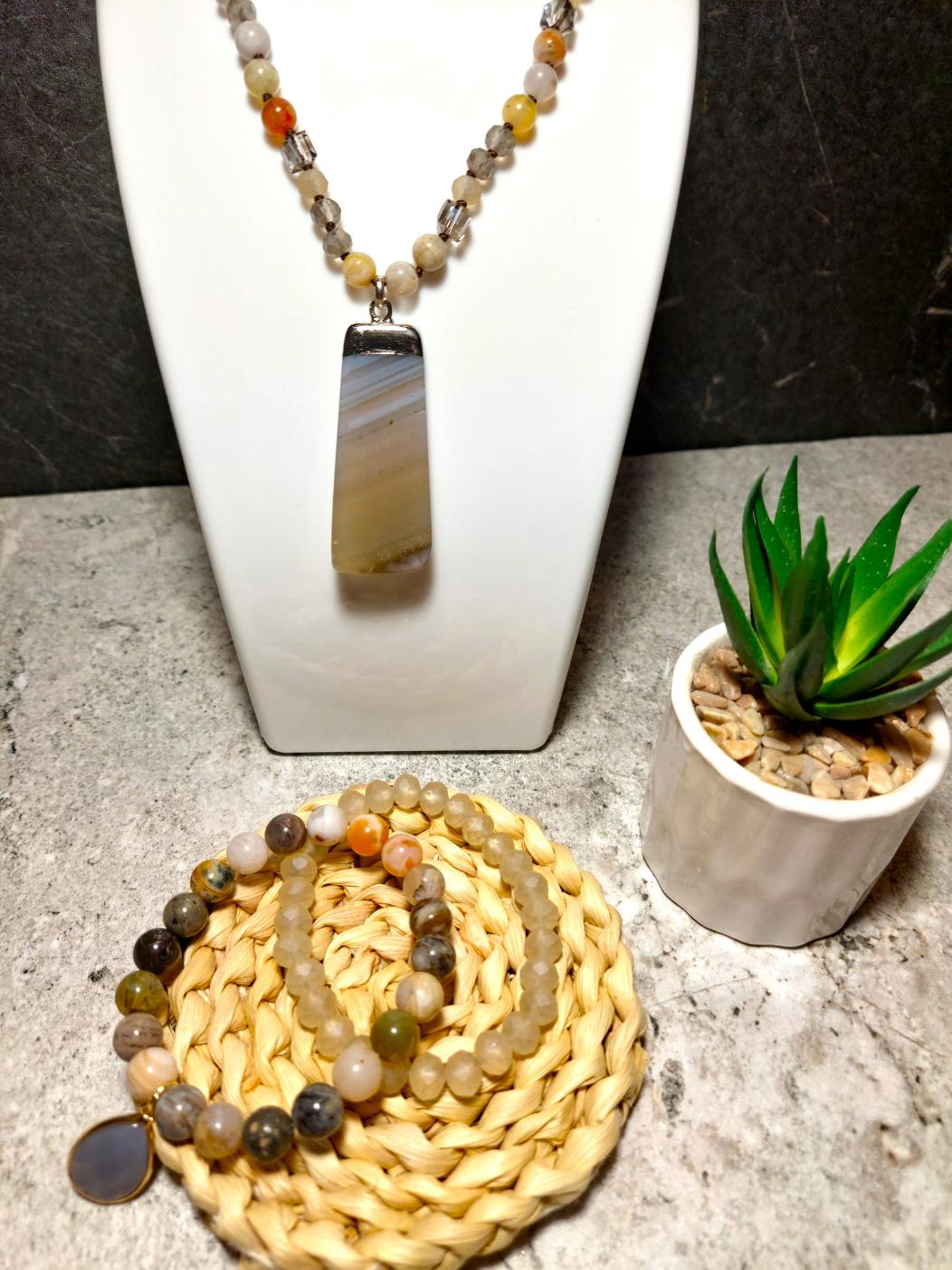 Kafijas ahāta rotas dabīgo akmeņu rotaslietas