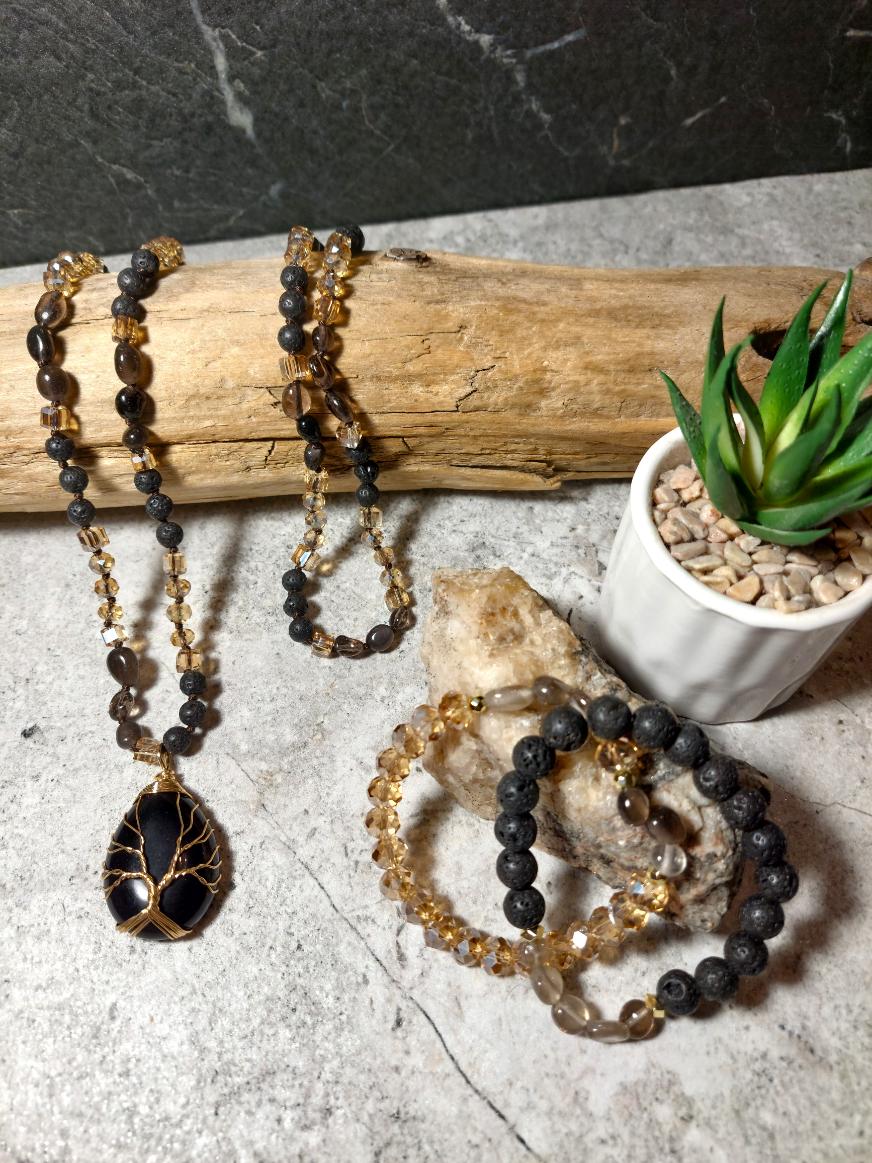 Ahāta rotas Melnie Lavas akmeņi dabīgo akmeņu rotas