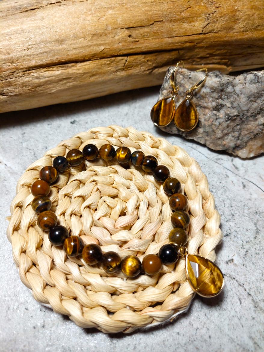 Tīģeracs Rotu komplekts dabīgo akmeņu rotas