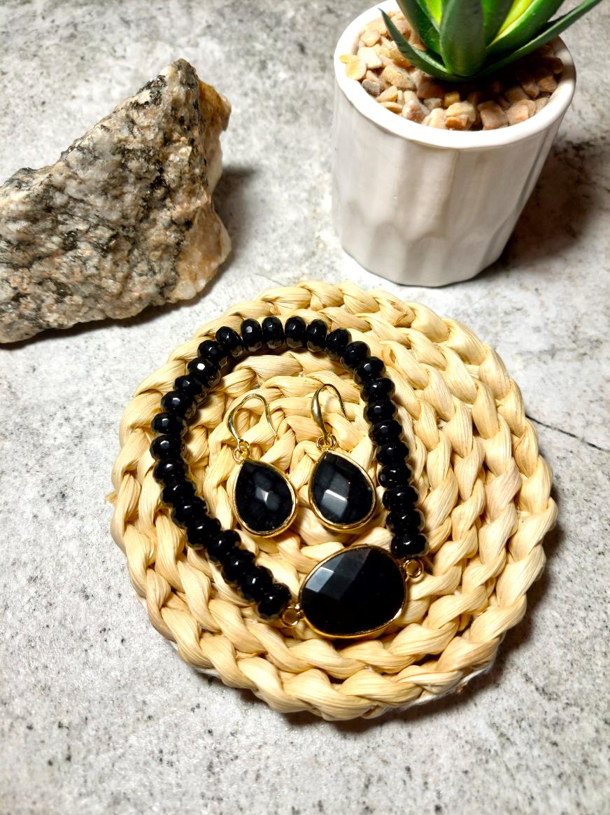 Obsidiāna rotu komplekts aizsardzības akmeņi